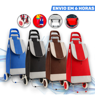 Carrinho de Compras Carrinho de Feira Supermercado Multiuso Até 30Kg Rodinhas Dobrável Resistente em Oferta na Shopee