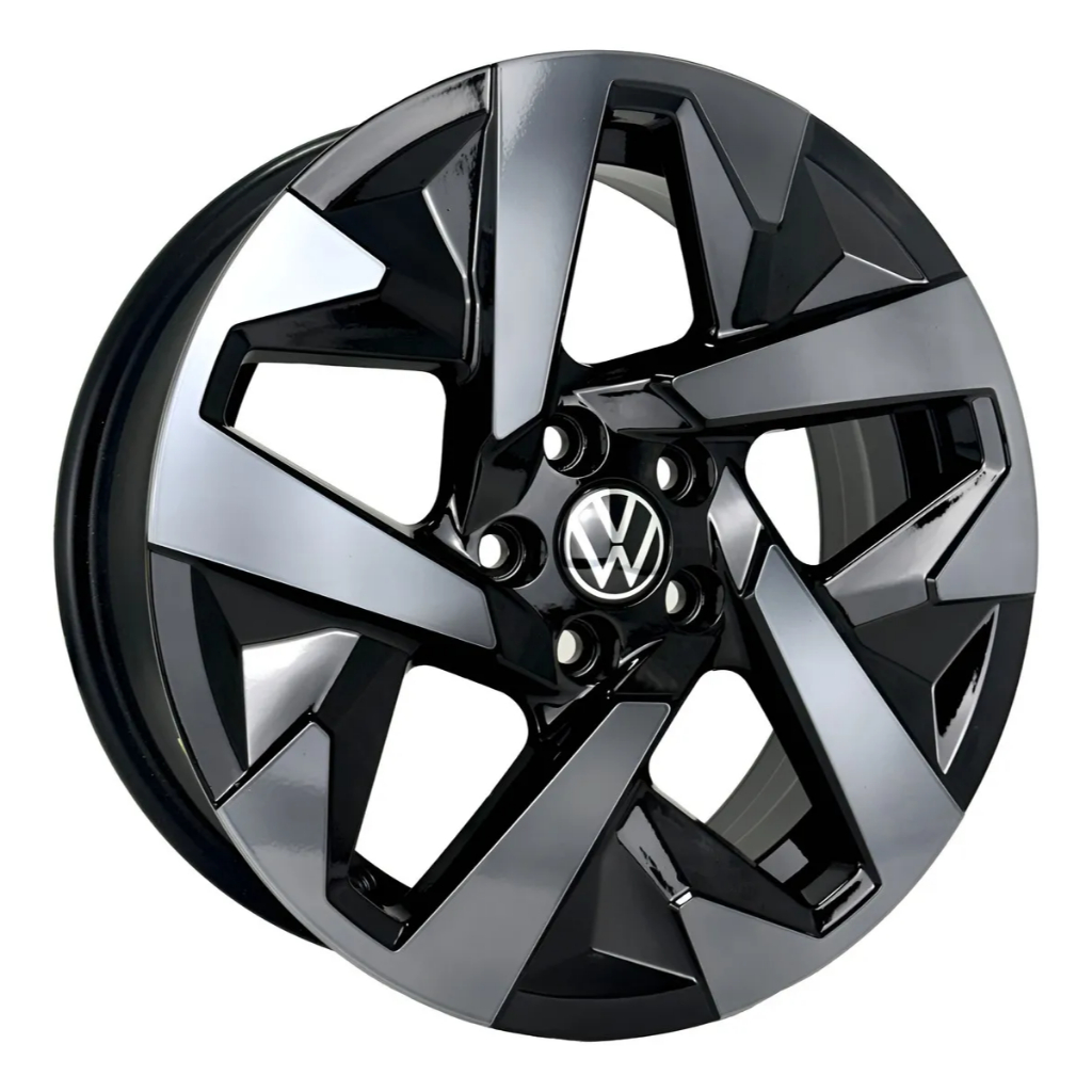 Kit 4 Rodas Aro 15x6,0 5x100 Vw Tera Nivus Virtus Fox Preta Diamantada Fumê Krmai S60