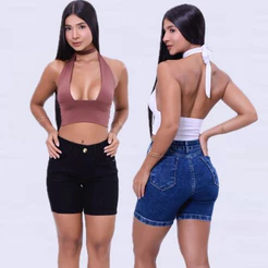 SHORT MEIA COXA JEANS COM BOLSO FUNCIONAL