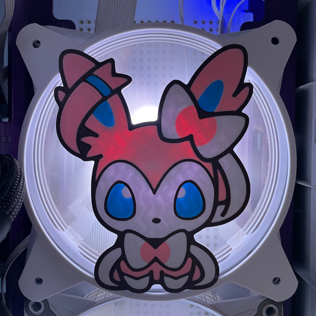Capa para Ventoinha Fan Water Cooler Grade Fan Pokemon Sylveon 120mm Gamer Acessório Proteção Cooler