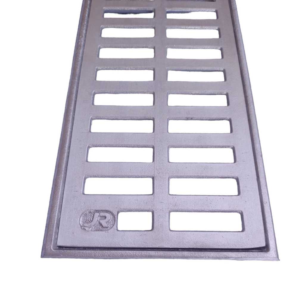 Ralo linear 15x100cm sem vinco de corte compposto por 2 peças 15x50cm com aro encaixe perfeito
