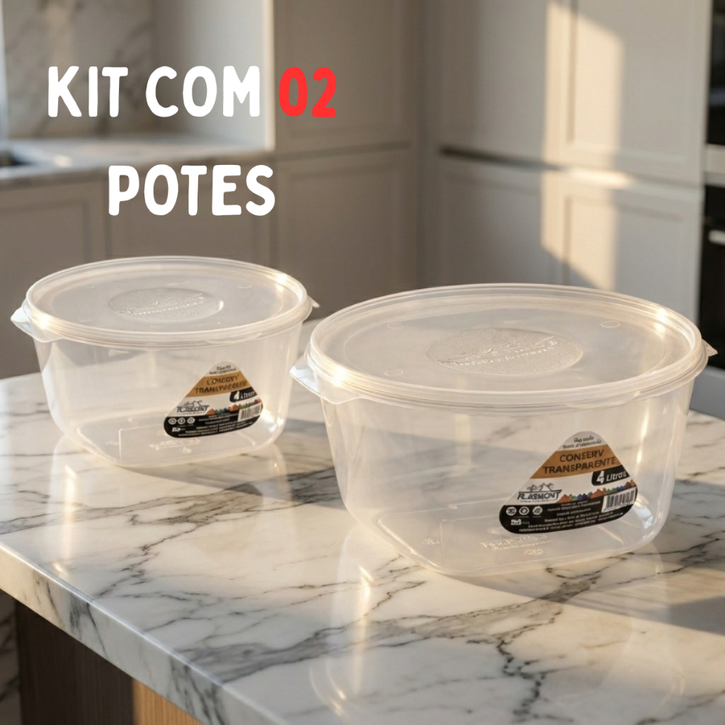 Kit 2 Potes 4 Litros Redondo Reforçado 1 a 2 Unidades em Oferta na Shopee