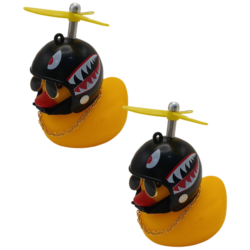 KIT 2 PATO PARA GUIDÃO MOTOQUEIRO PATINHO COM LUZ DE BORRACHA CAPACETE