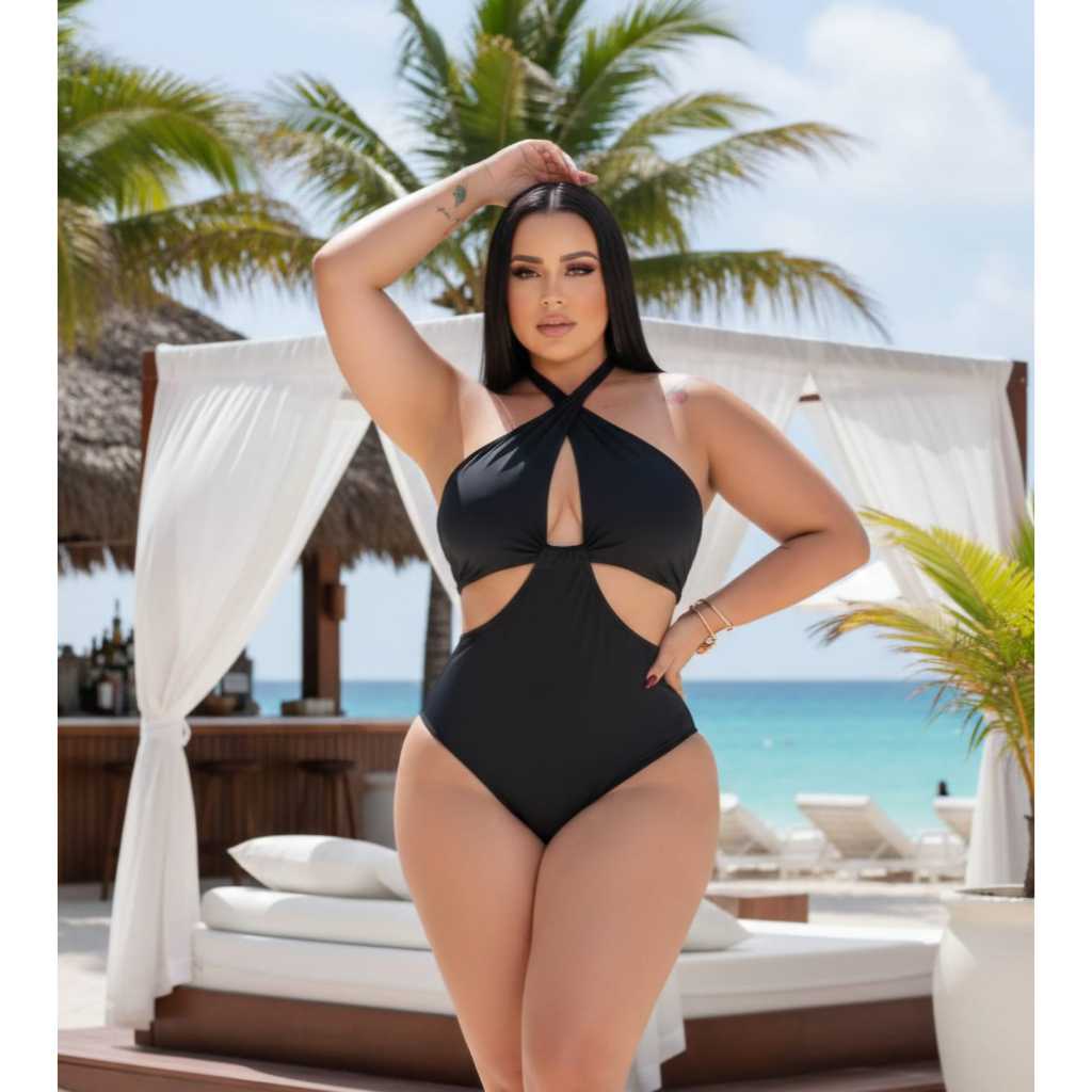 Maiô Plus Size Feminino Empina Bumbum Modelador Disfarca Barriga em Oferta na Shopee
