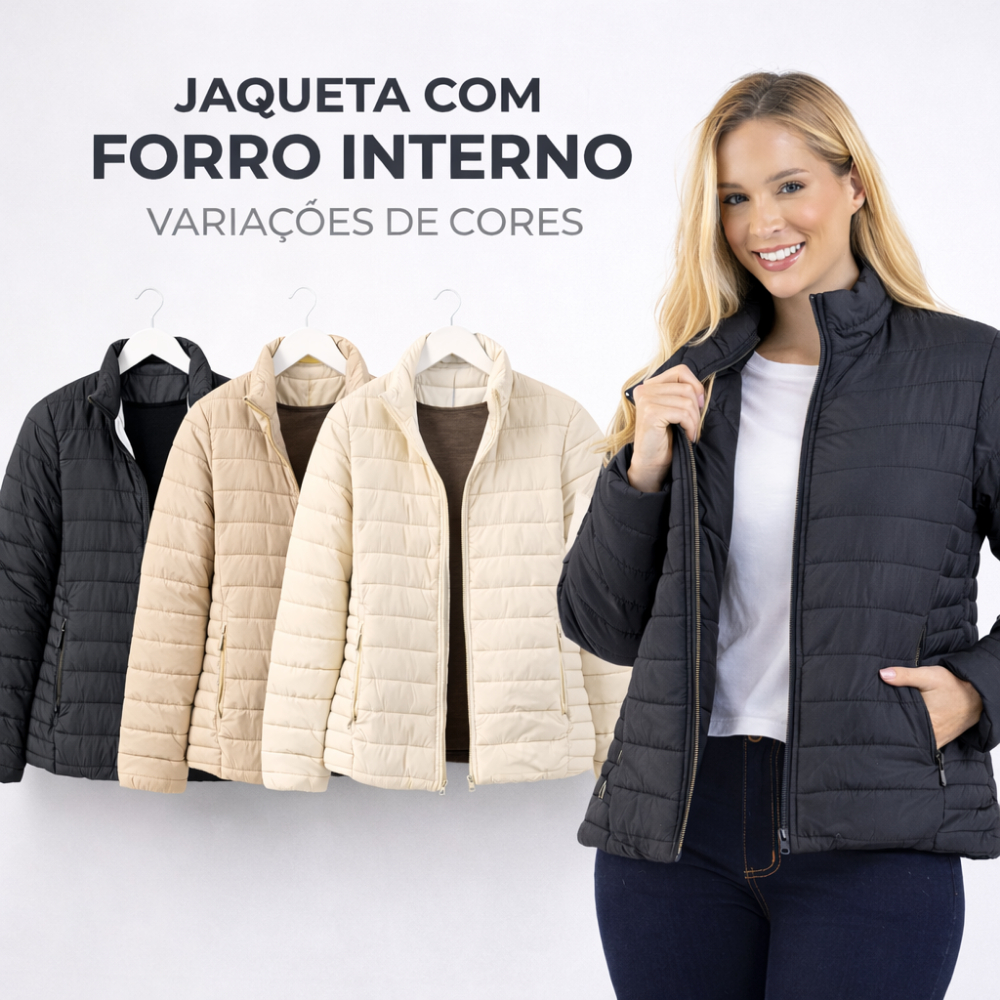 Jaqueta Puffer Feminina Marrom - Comprar com Melhor Preço em Jaquetas, Casacos e Coletes