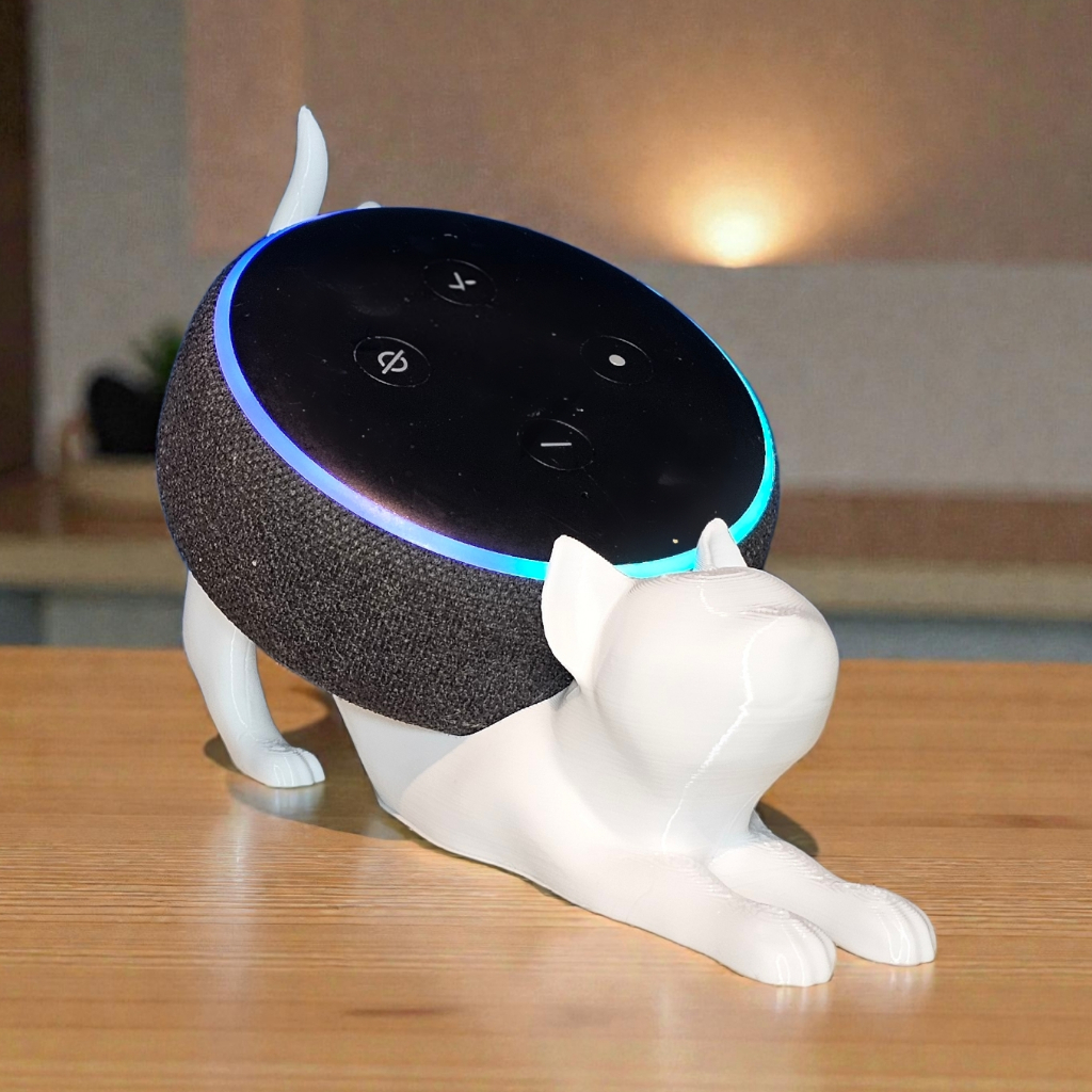 Suporte Alexa Echo DOT 3 Tema GATO PREGUIÇA. Presente, decoração, som, stand de mesa Amazon, hobbie