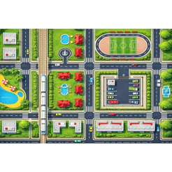Tapete em Lona Pista de Corrida Carrinho Cidade Infantil 150x100