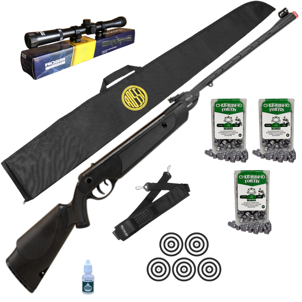 Carabina de Pressão Dione Sport GásRam 55kg Rossi 5,5mm + Escolha Seu Kit em Oferta na Shopee
