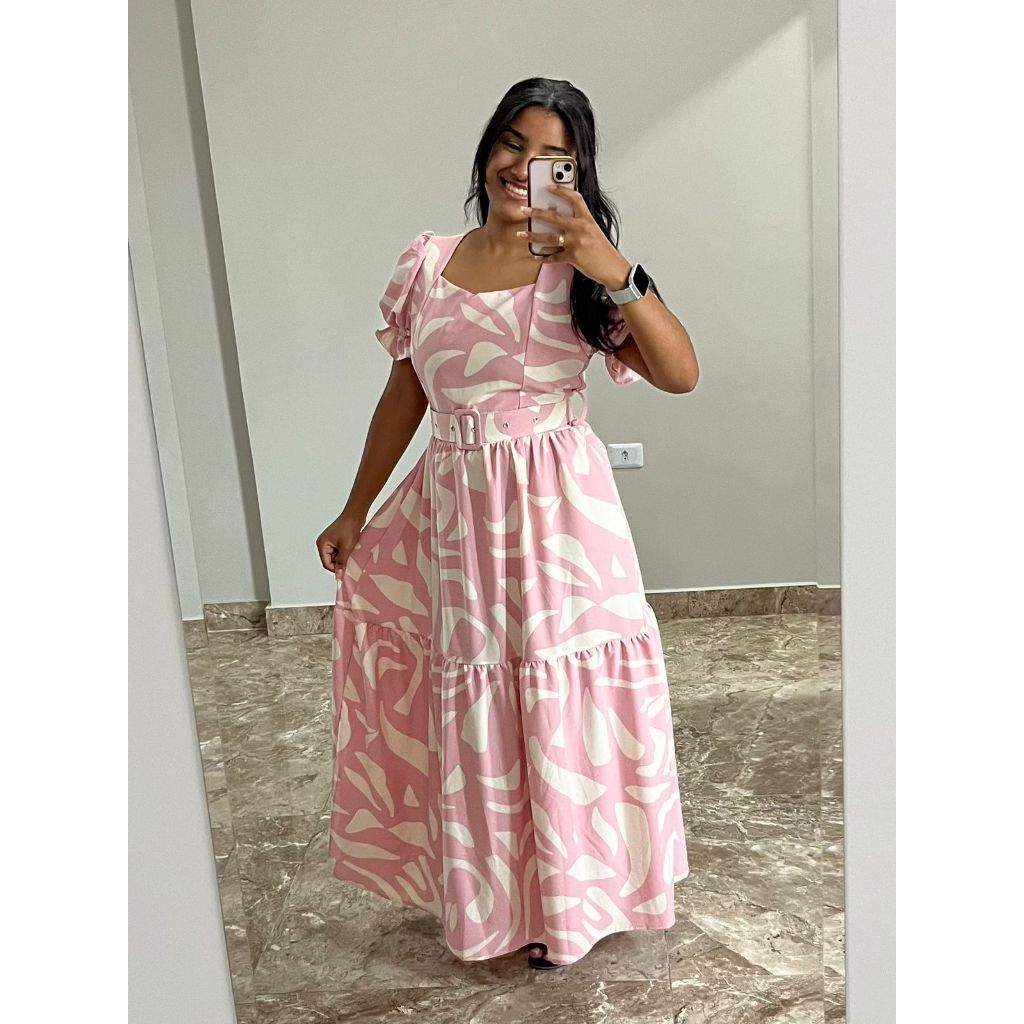 Vestido Emily Kellegance Princesa Diversas Cores Com Cinto Com Estampas em Oferta na Shopee