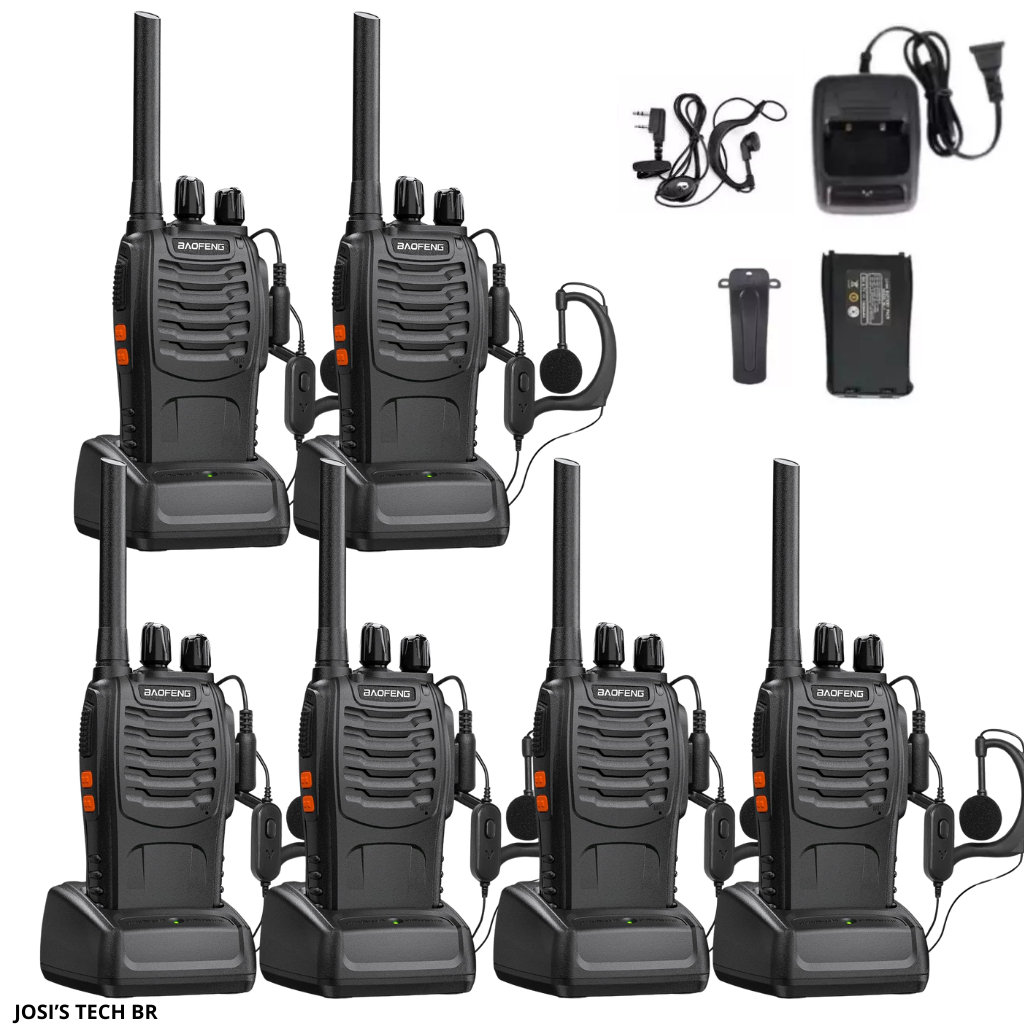 KIT 6 rádios comunicador Baofeng Alcance 12 Km 16 Canais BF 777S  Bivolt Profissional recarregável