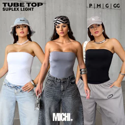 Tube Top Feminino Suplex Forro Duplo Sem Bojo Básico Premium