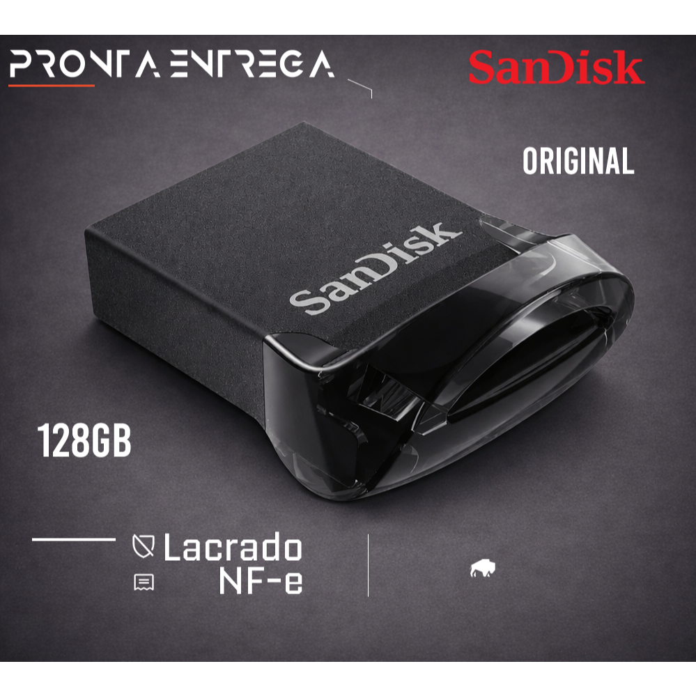 Mini Pendrive SanDisk Ultra Fit USB 3.2 - 128GB 400MB/s Original