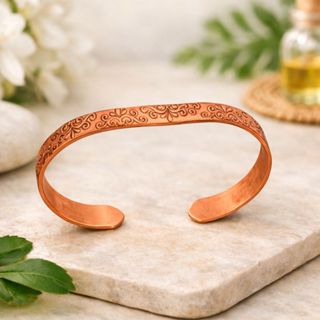 Pulseira Em Cobre Com Detalhes Luxo em Oferta na Shopee