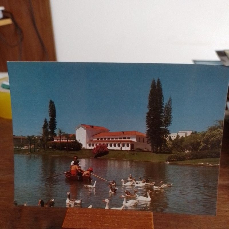 Cartão Postal Antigo - São Lourenço MG - Vista do Lago com Balneário