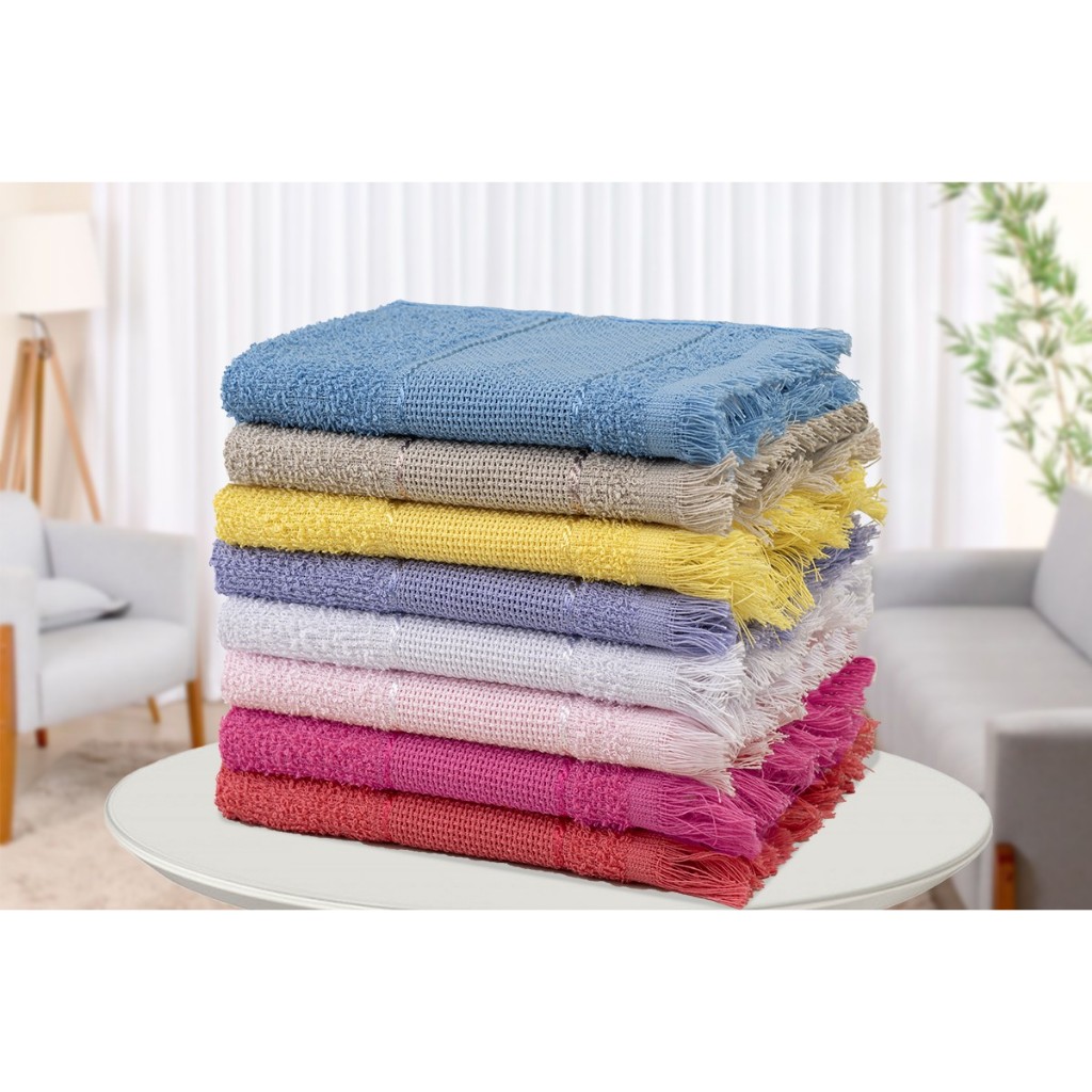 Kit Com 50 Toalhas Social para Bordar com Franja Barra em Etamine - Cores Sortidas