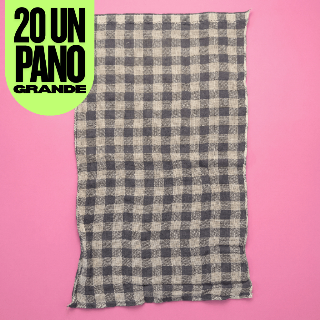 Combo 20 Panos Xadrez 70x45cm para Piso Algodão 100% Leve Overloque Super Absorvente