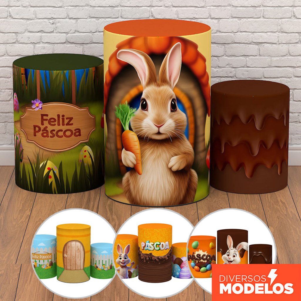 Trio Capa Cilindro Decoração Páscoa 3D Veste Fácil em Tecido para Festa C/ Elástico Diversos Modelos em Oferta na Shopee