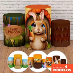 Trio Capa Cilindro Diversos Modelos Pegue e Monte Decoração de Festa 3D Em Tecido Sublimado