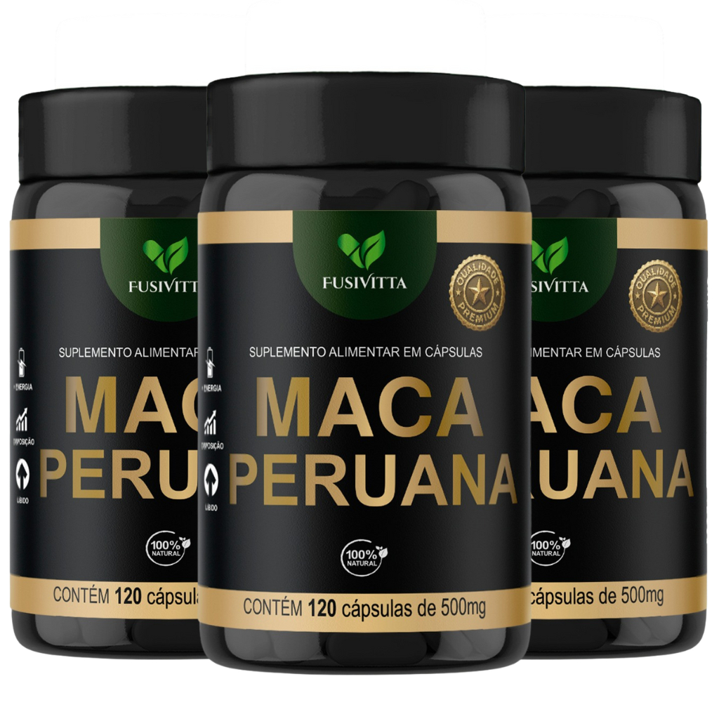 Kit com 3 Maca Natural 120 Cápsulas 500mg FusiVitta