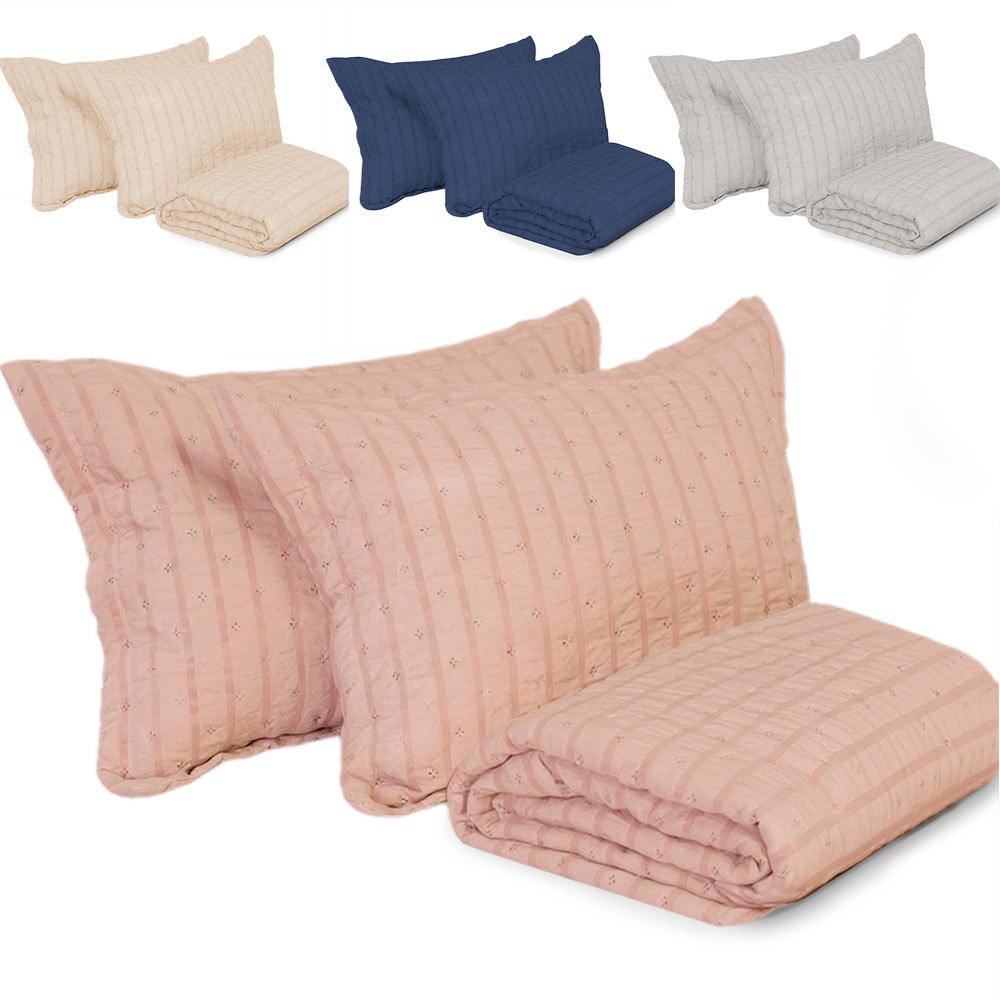 Kit Cobre Leito King 3 Peças Texturizado Micro Percal Ultrassônico BF Colchões em Oferta na Shopee