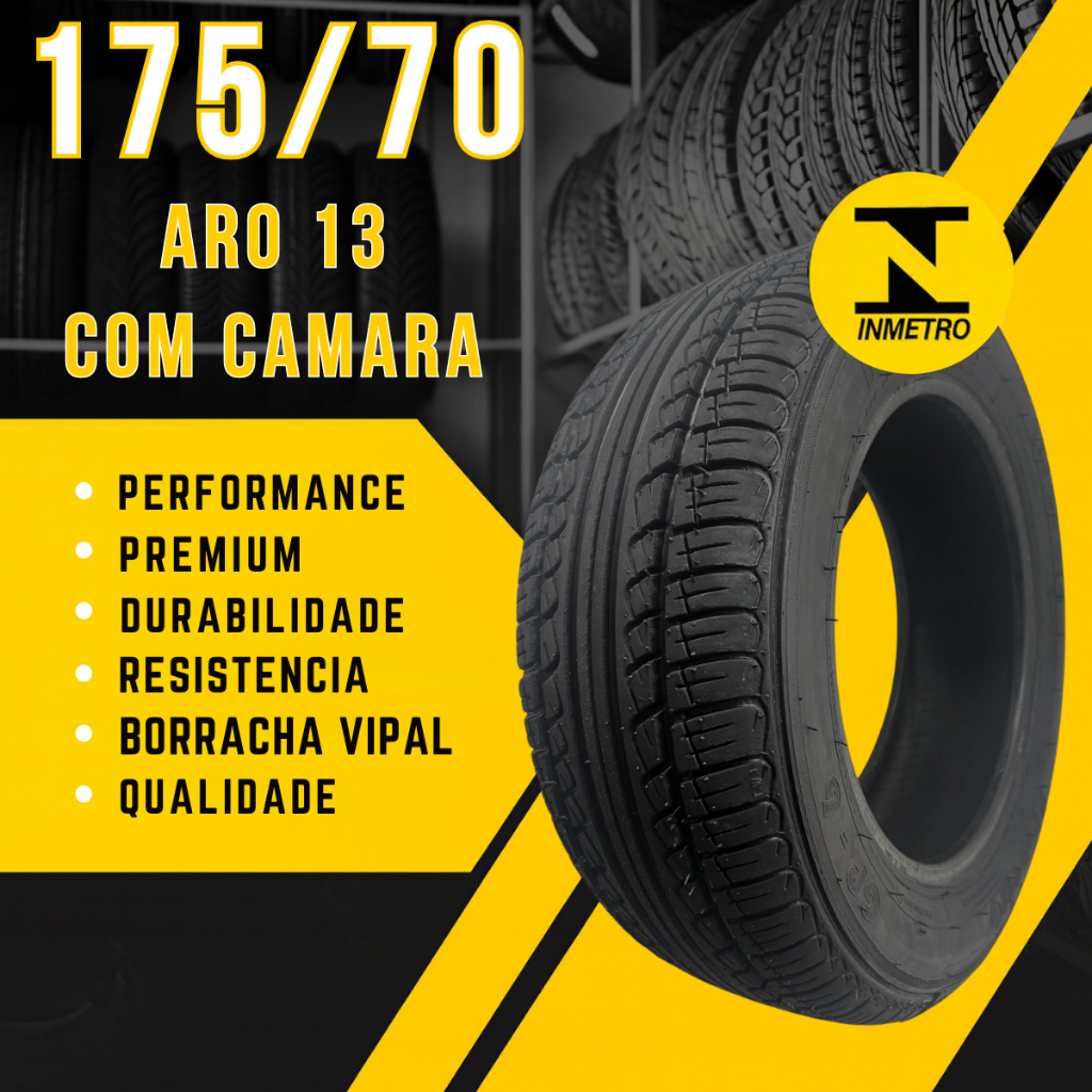 Pneu Premium Aro 13 175/70 R13 80R Fiat Uno Palio VW Gol Parati Saveiro Voyage Chevette Ipanema