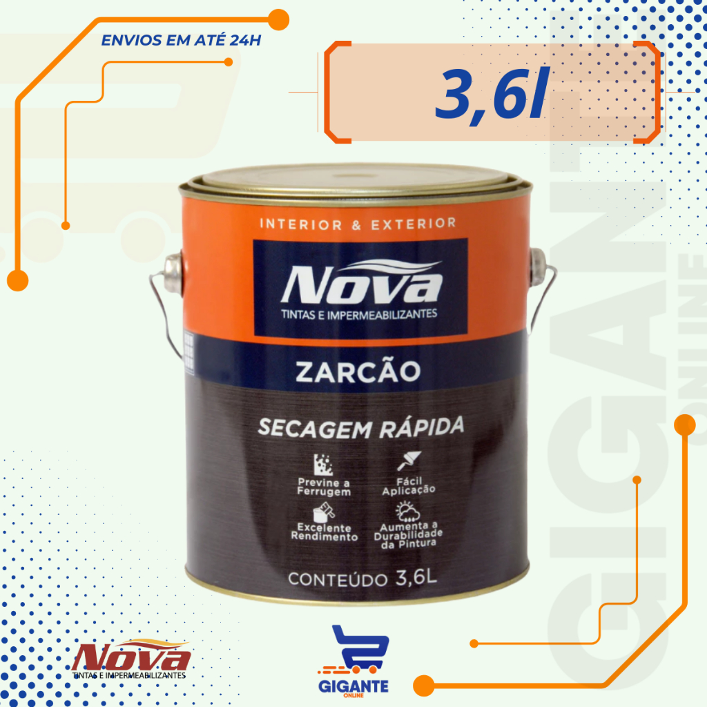 Zarcão Fundo Preparador Para Metais e Tintas Cinza Tamanhos Nova Tintas