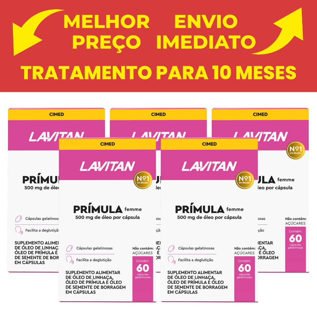 Lavitan Prímula Femme Cimed com 60 Capsulas Kit com 5 Unidades em Oferta na Shopee