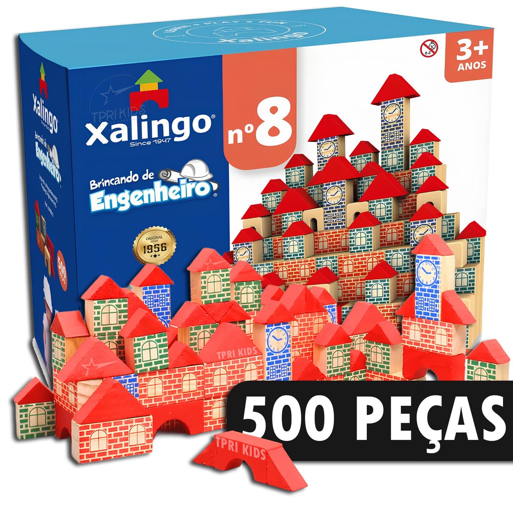 Blocos de montar casinha- bloquinhos de madeira Construção  Infantil Criança CASINHA Xalingo em Oferta na Shopee