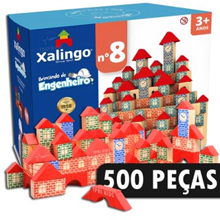 Blocos de montar casinha- bloquinhos de madeira Construção  Infantil Criança CASINHA Xalingo em Oferta na Shopee