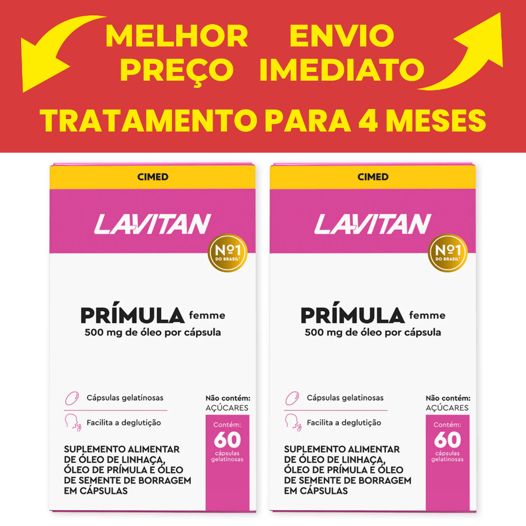 Lavitan Prímula Femme com 60 Cápsulas Kit com 2 em Oferta na Shopee