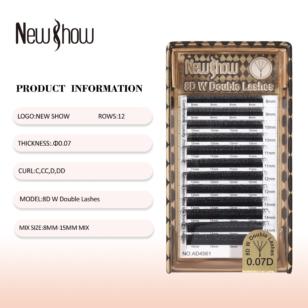 New Show Cílios 8D W LASHES/D/DD/C Extensão  Postiços Alongamento Novidade Volume Maquiagem Híbrida  12 Fileiras/Bandeja em Oferta na Shopee