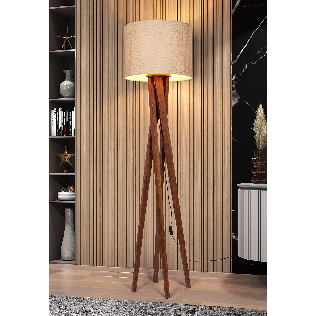 D+Mob Luminária de Chão Cristal Luxo Elegância Cúpula Em Tecido Tripé 1,48 cm
