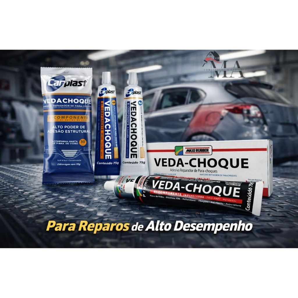 Veda Choque 150ml - Cola para Para-choques, Para-lamas, Plásticos, ABS Maxi Rubber