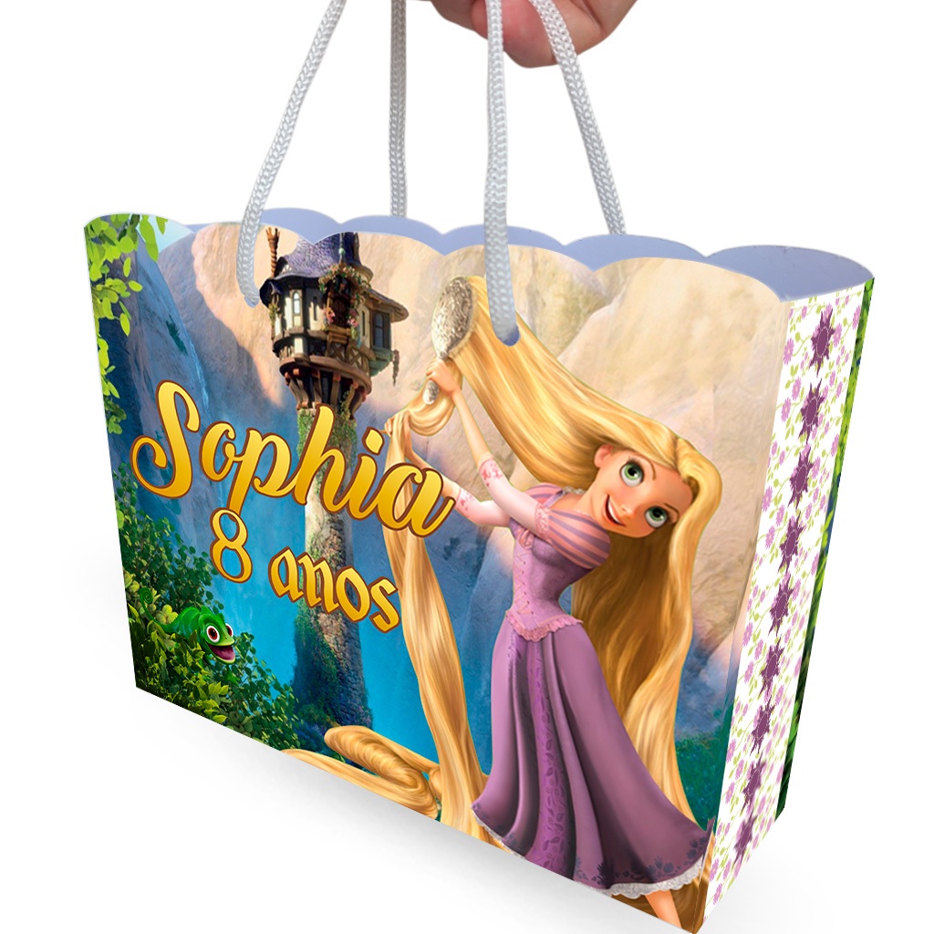 PEGUE E MONTE -  Sacolinha Princesa Rapunzel Enrolados - Sacolinha de lembrancinha para festa