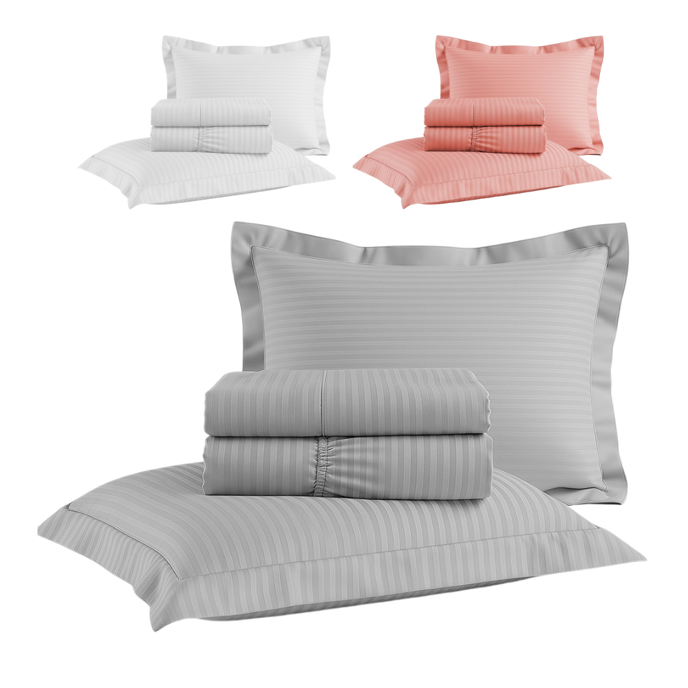 Jogo de Cama King Percal 300 Fios Algodão Adamascado 4 Peças BF Colchões em Oferta na Shopee