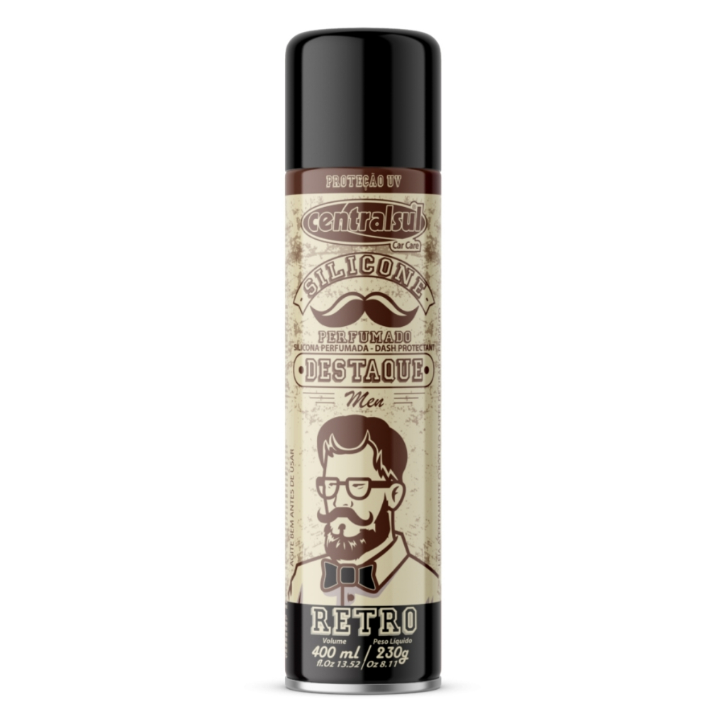 DESTAQUE SILICONE AEROSSOL MEN RETRO CENTRALSUL 400ML — imagem 2 de 2