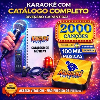 Karaoke Party Box Profissional + 2000 Músicas + Catálogo Impresso (Não Precisa Internet) ORIGINAL em Oferta na Shopee