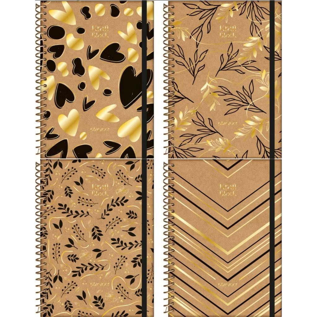 ￼Agenda Planner Permanente Kraft Black 160 Páginas 70g Off White Tamanho 175 x 242mm Jandaia em Oferta na Shopee