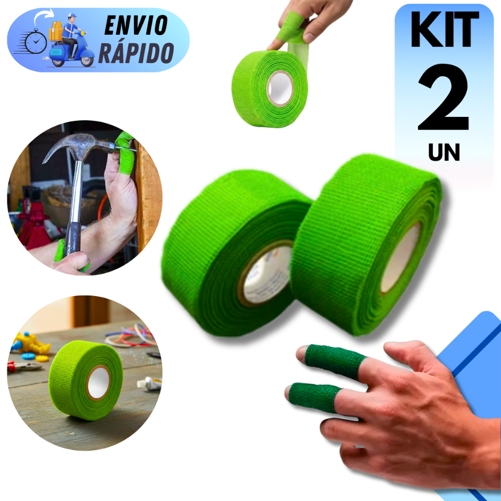 KIT 1 E 2 FITA CREMER 25mmX15 METROS VERDE PROTETOR DE CORTES PARA DEDOS E MÃOS BANDAGEM E ESPORTES em Oferta na Shopee