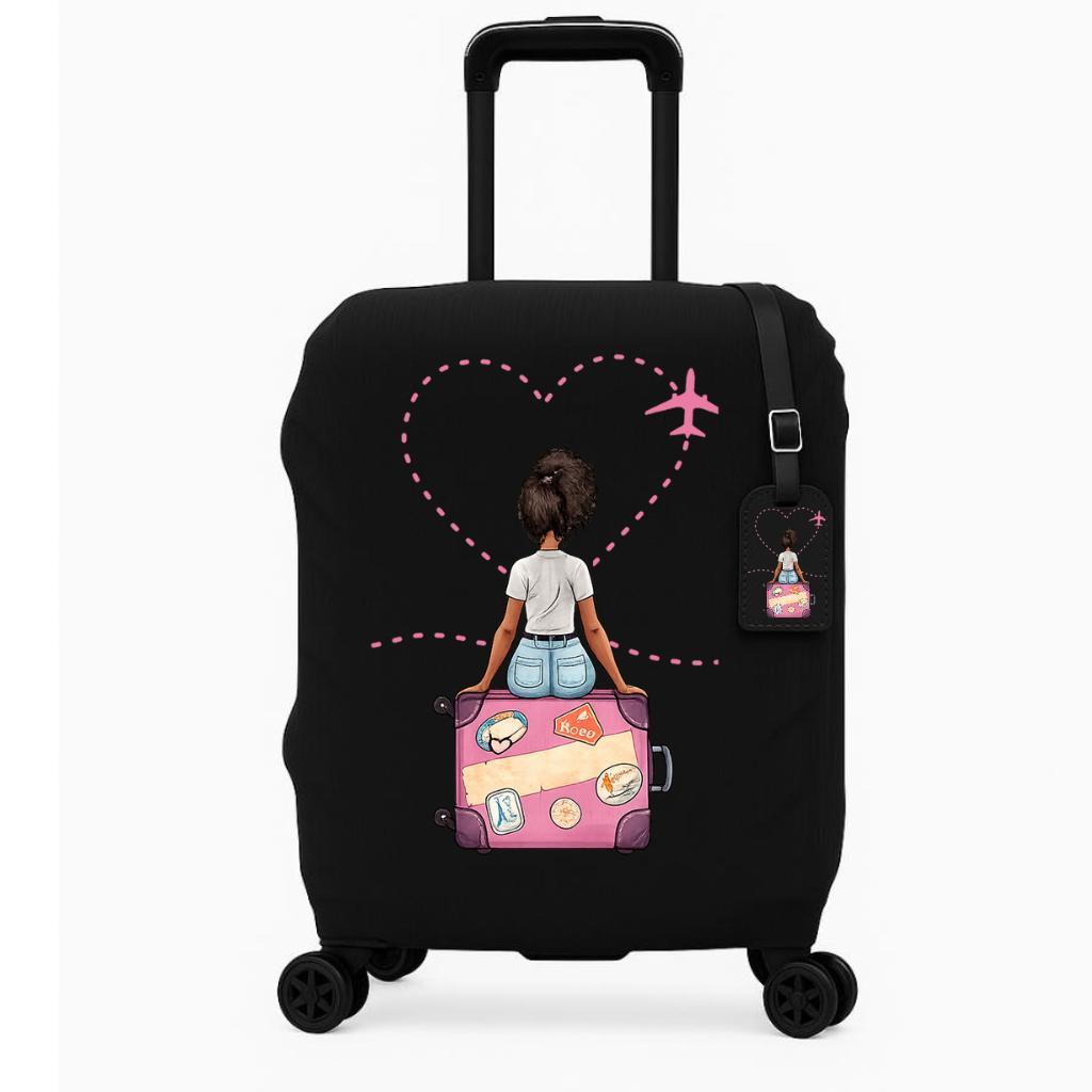 Capa de Mala P-M-G + Tag Estampada Bagagem Viagem Protetora Grande Protetor Original Tecido Canelado em Oferta na Shopee