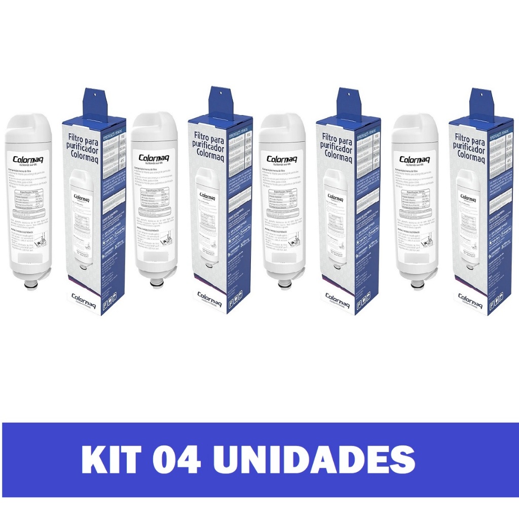 Refil Filtro Vela Purificador de Água Carvão Ativado Original Colormaq Acqua Kit 4 unidades