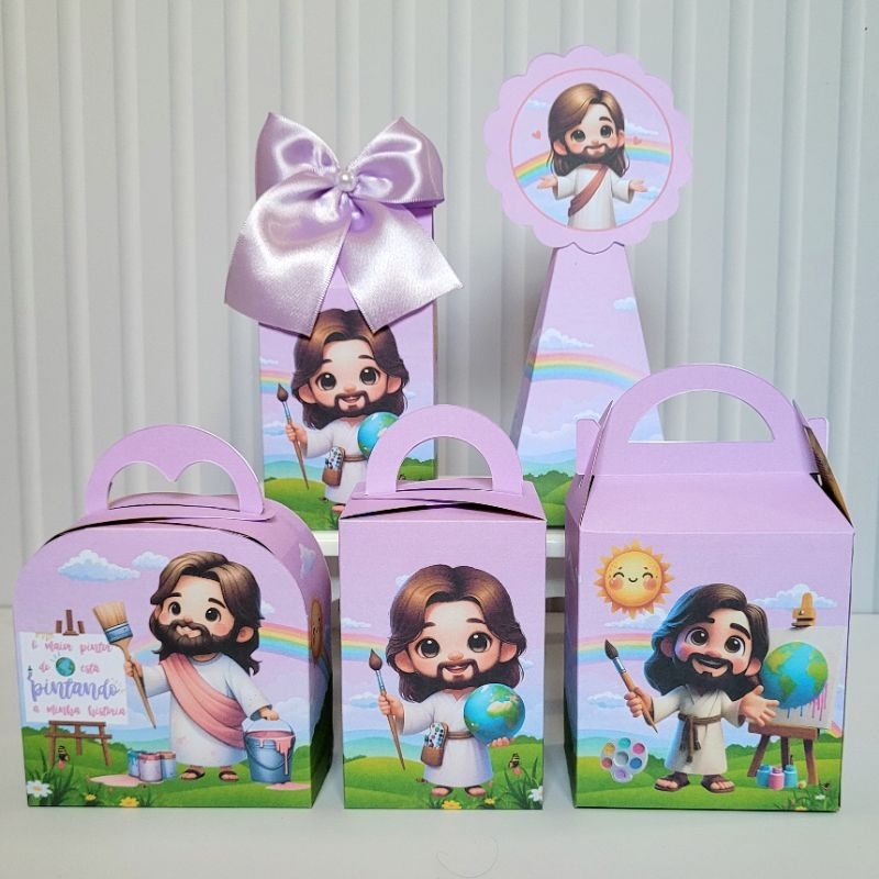 Personalizados O Maior Pintor do Mundo Lilás Desmontada Caixinha Lembrancinha Kit Festa Aniversário