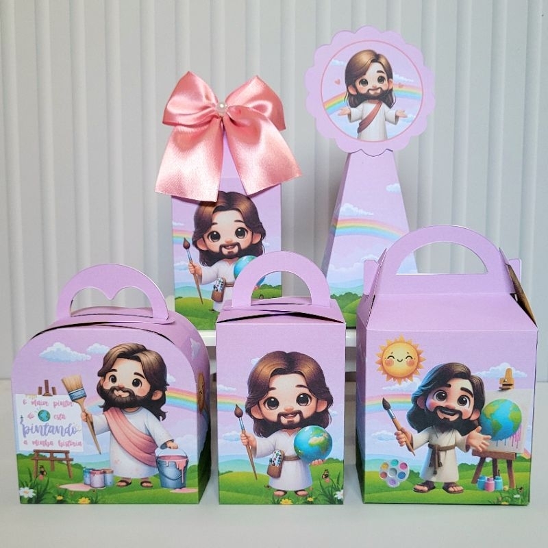 Personalizados O Maior Pintor do Mundo Rosa Desmontada Caixinha Lembrancinha Kit Festa Aniversário