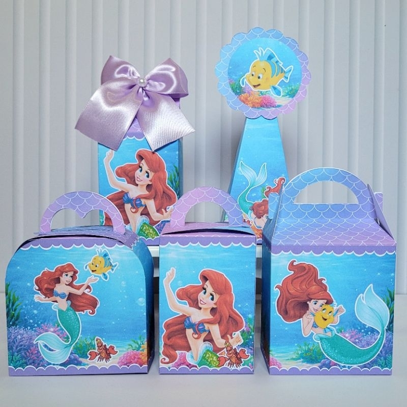 Personalizados Ariel Desmontada Caixinha Lembrancinha Kit Festa Aniversário A Pequena Sereia Fundo do Mar Princesas