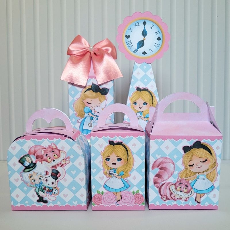 Personalizados Alice No País Das Maravilhas Desmontada Caixinha Lembrancinha Kit Festa Aniversário Menina 1 ano Luxo