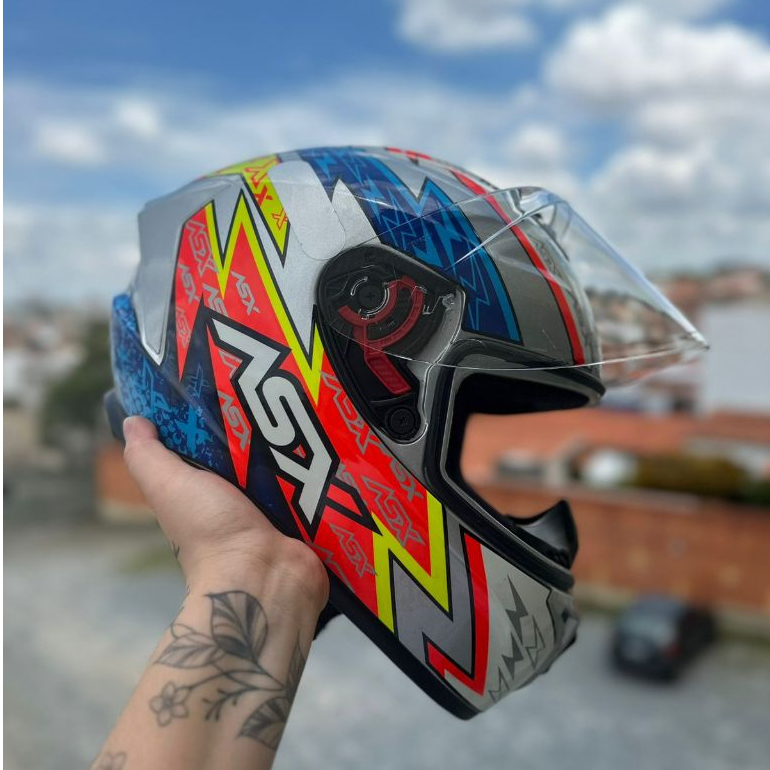 CAPACETE ASX DRAKEN ORIGINAL THUNDER TROVÃO ESPORTIVO AZUL VERMELHO NOVO ALTA QUALIDADE PROMOÇÃO TOP