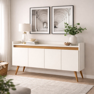 +Aparador Sala Retrô Pés Palito Em Madeira Maciça - Luxo 4 Portas - Cores - Lojas G2 Móveis Prime em Oferta na Shopee