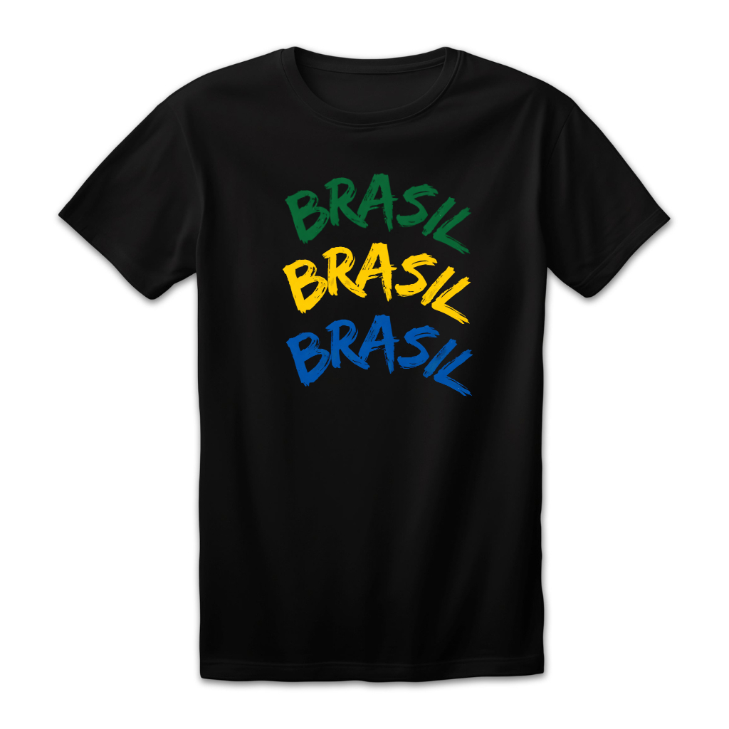 Camiseta Unissex Estampa Brasil 3 Cores Copa do Mundo 2026 Futebol Algodão Conforto Promoção Casual