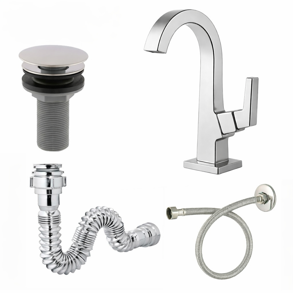 Kit Para Banheiro Completo Cromado Torneira Abs Luxo Válvula Click7/8  Sifão Engate Flexível 40cm em Oferta na Shopee