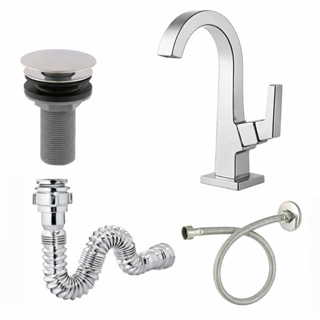 Kit Para Banheiro Completo Cromado Torneira Abs Luxo Válvula Click7/8  Sifão Engate Flexível 40cm em Oferta na Shopee